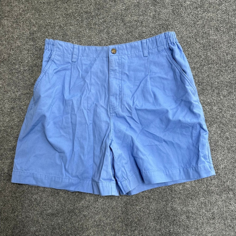 Royal Robbins Shorts Womens Size 14 Blue Cotton Pleated Outdoor Travel Casual